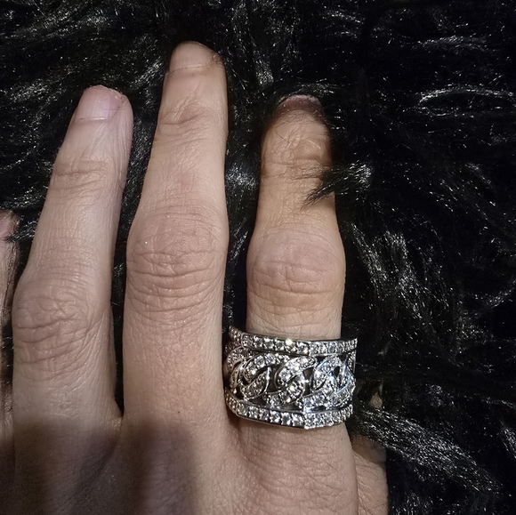 21k White Gold Plated Dubai Jewlery Elegant Silver Women's Ring - Picture 4 of 9